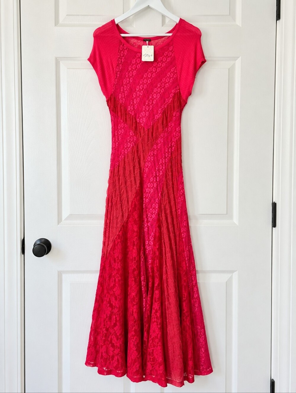 Free People Cypress Lace Maxi Dress Watermelon Wedge Pink XL NWT
